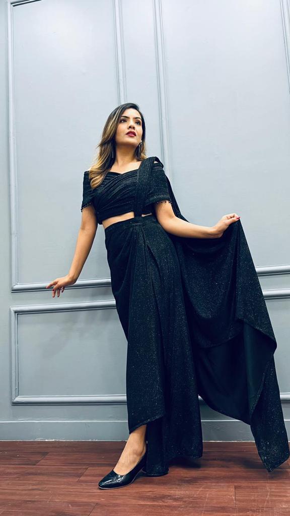 Black shimmer sarong drape