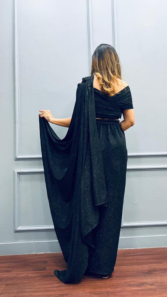 Black shimmer sarong drape