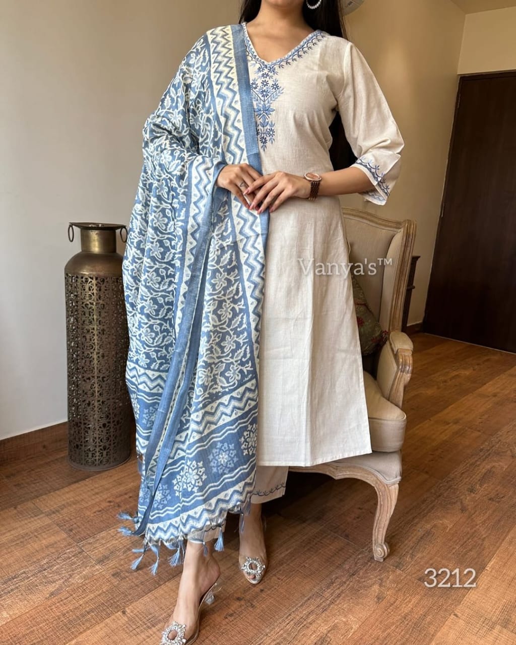 Khadi Cotton Embroidery Suit