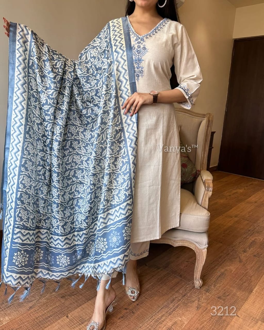 Khadi Cotton Embroidery Suit