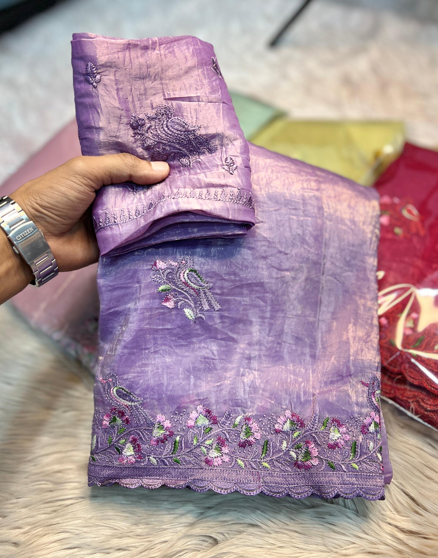 Soft Gold Crush Saree