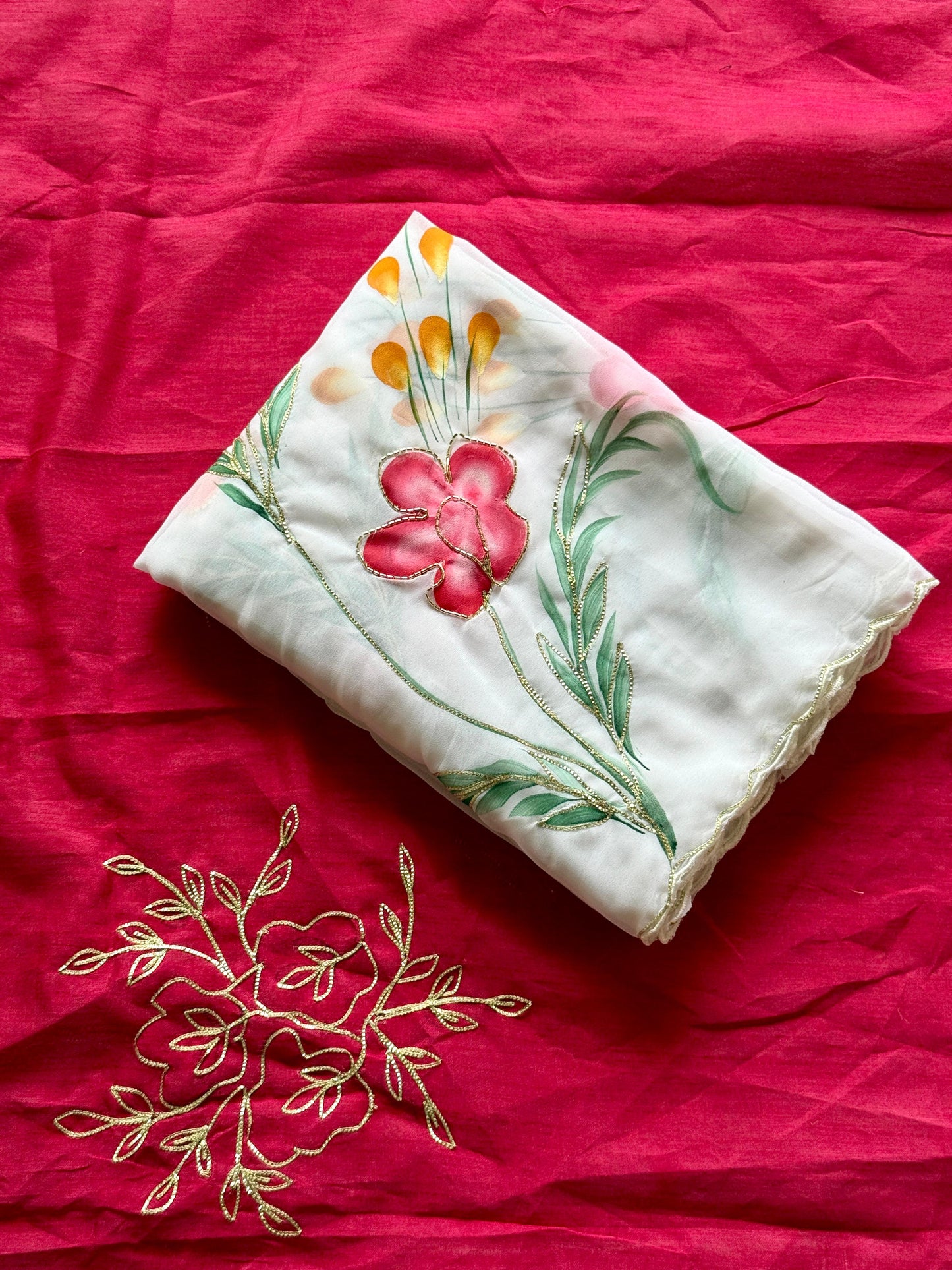 Floral Brush Print Saree.