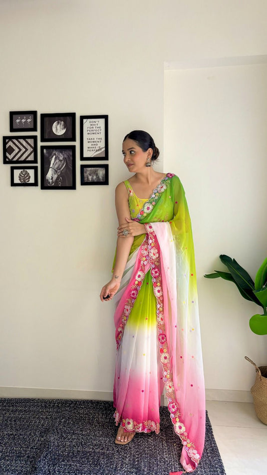 Exceptional Beauty And Craftsmanship In  Multi color Sequin Sarees Moksha Fashions