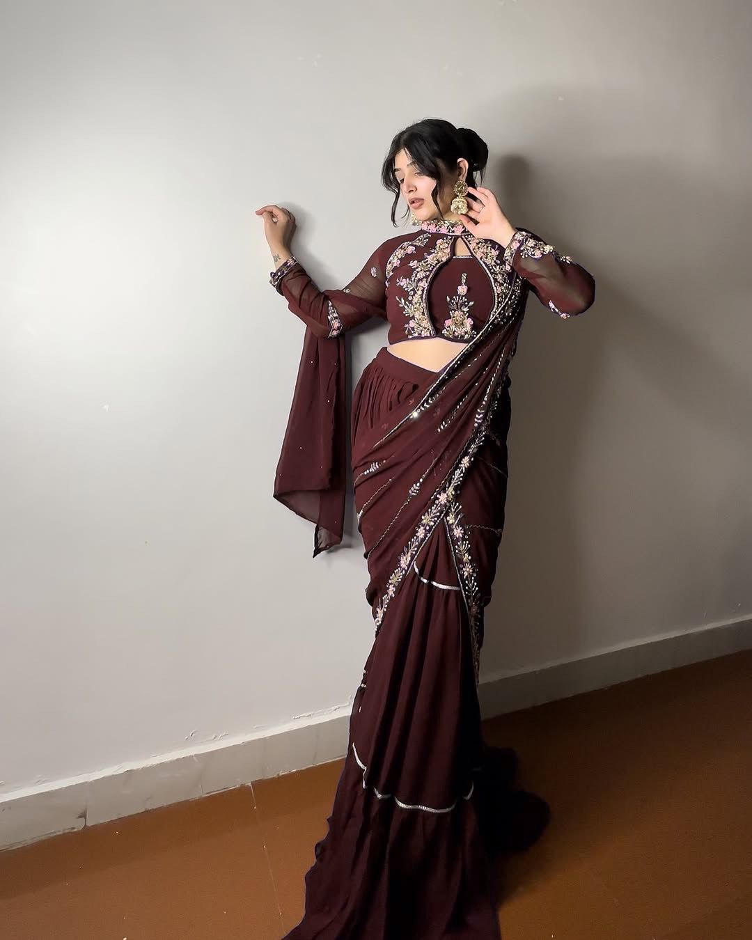 .Fancy Party Lehenga Saree Moksha Fashions