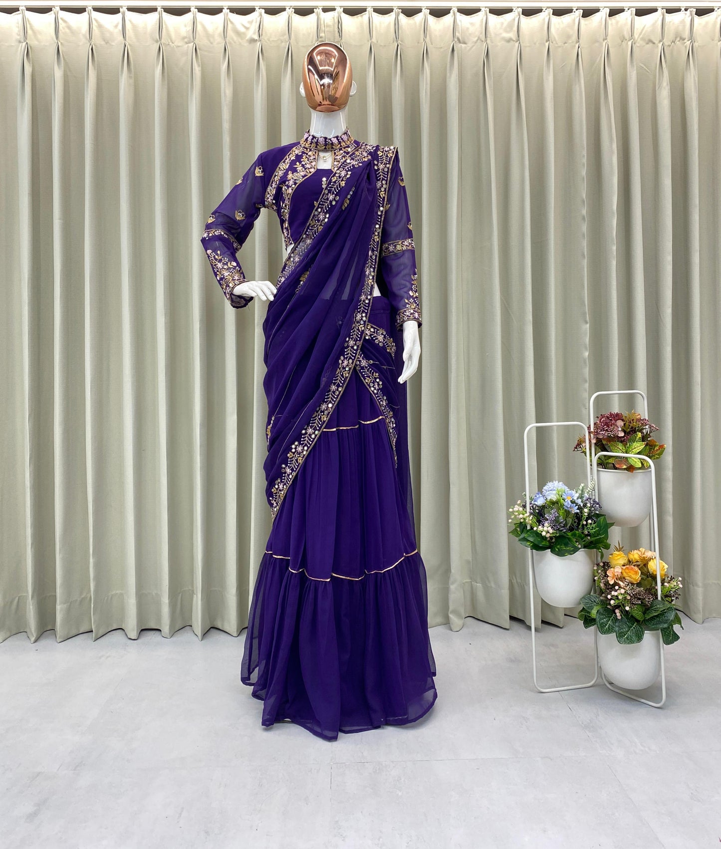 .Fancy Party Lehenga Saree Moksha Fashions