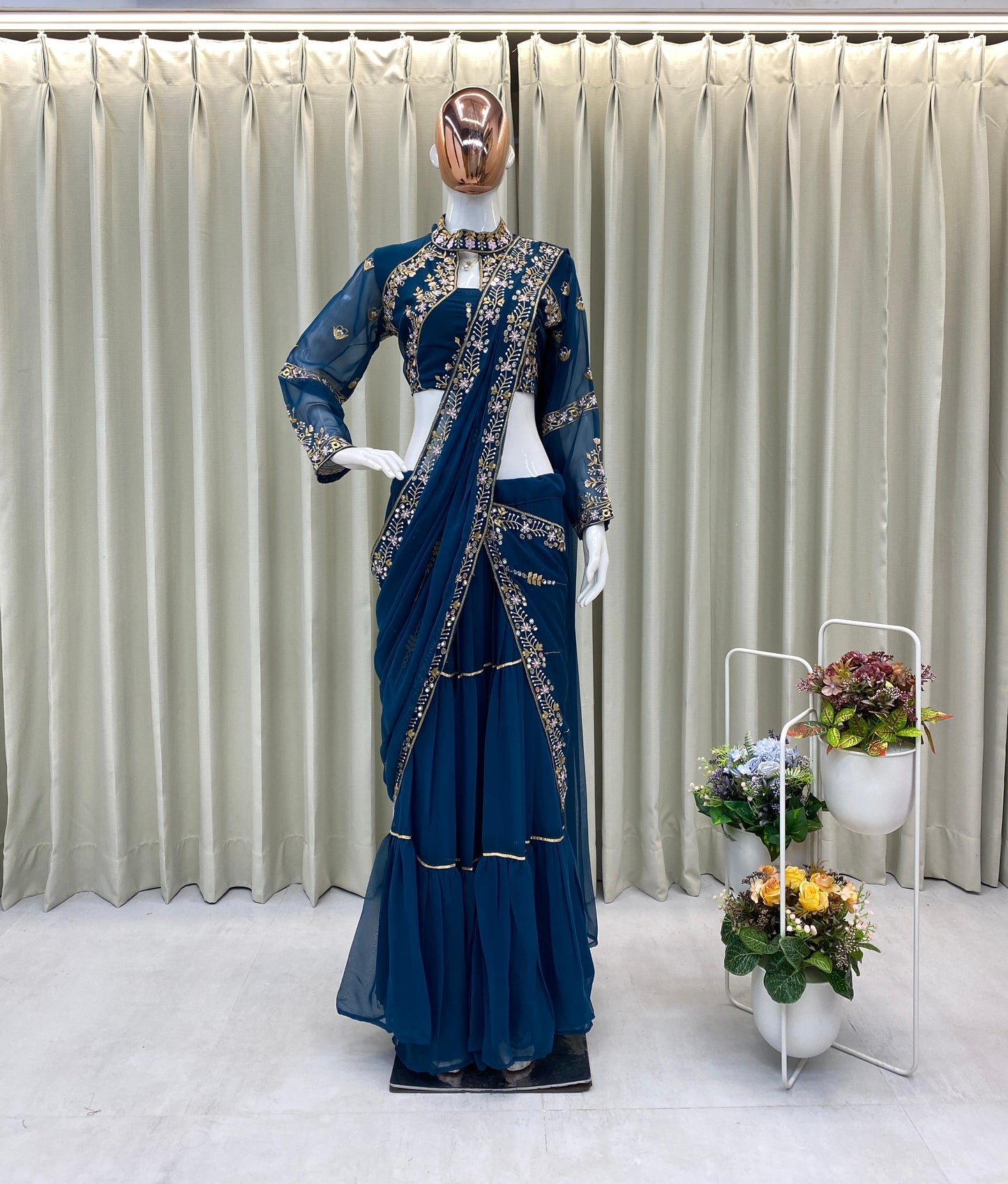 .Fancy Party Lehenga Saree Moksha Fashions