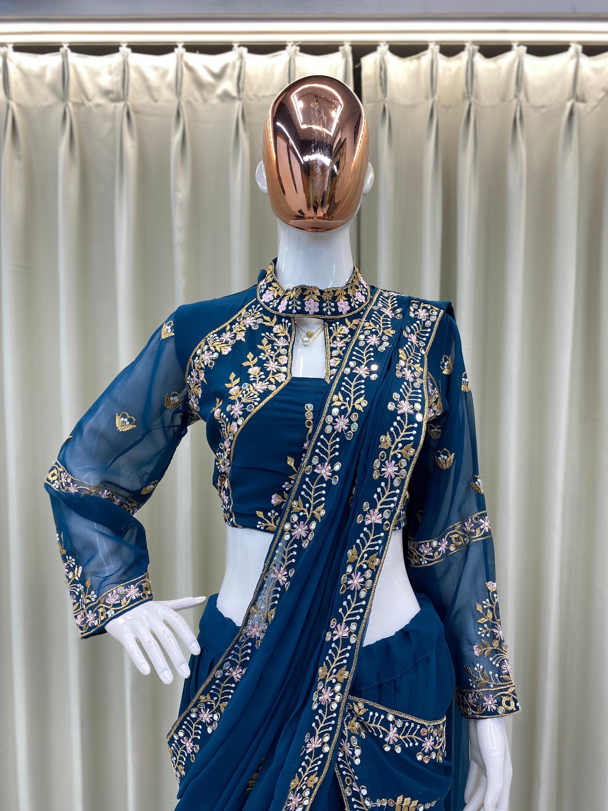 .Fancy Party Lehenga Saree Moksha Fashions