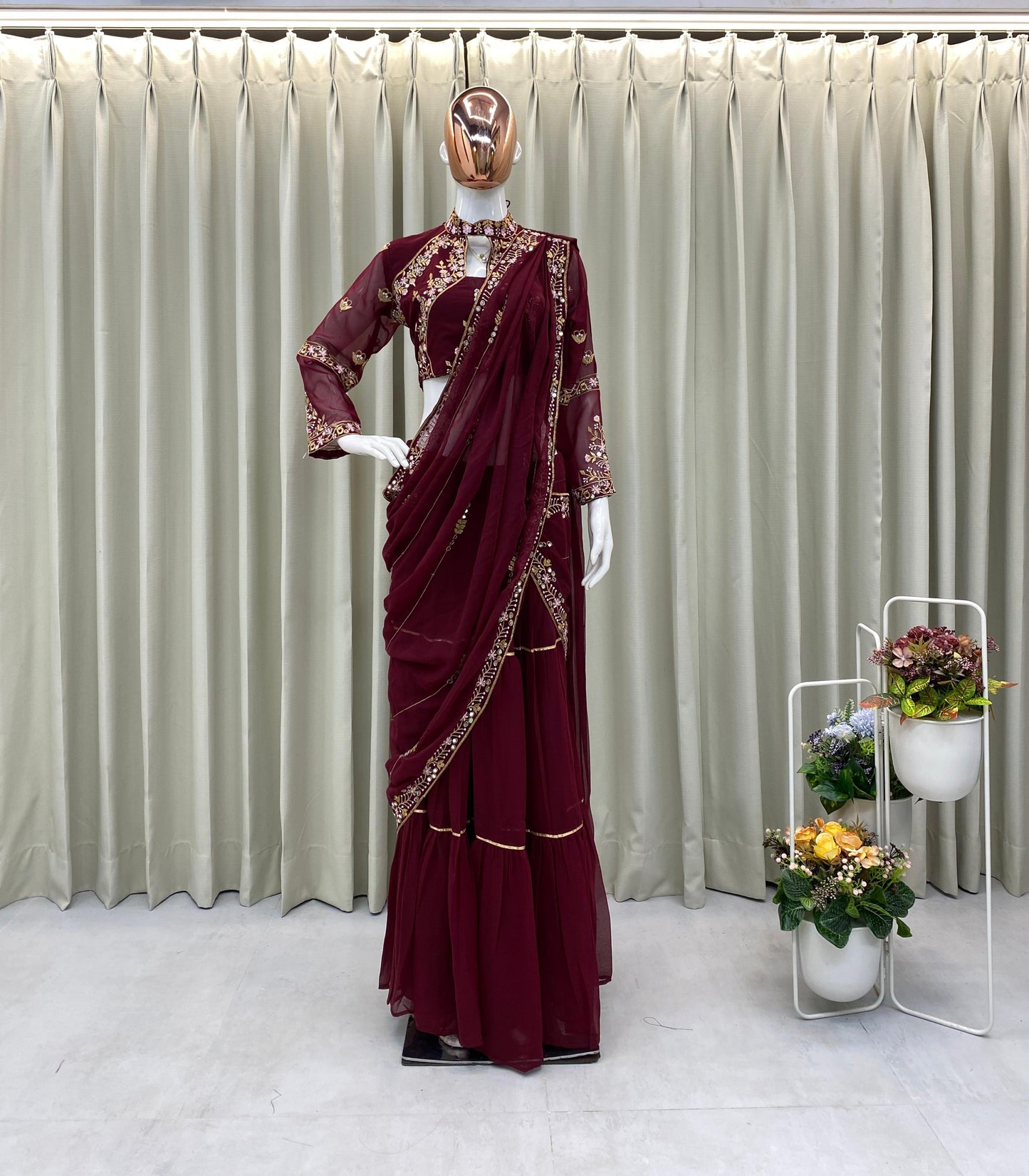 .Fancy Party Lehenga Saree Moksha Fashions