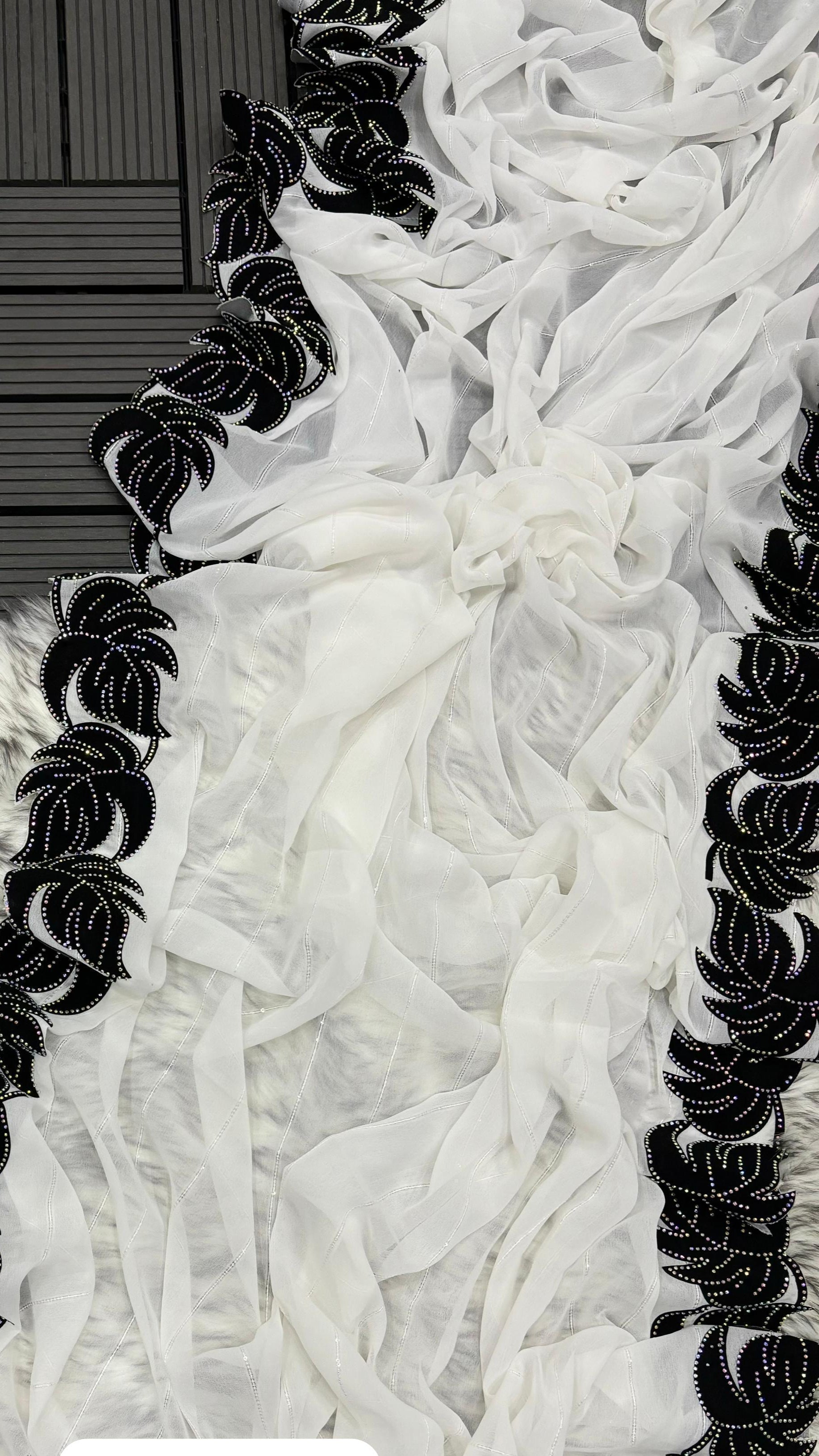 Blooming Georgette Saree – Soft, Elegant Floral Design for Parties & Weddings - Moksha Fashions