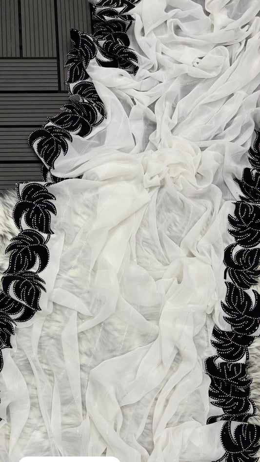 Blooming Georgette Saree – Soft, Elegant Floral Design for Parties & Weddings - Moksha Fashions