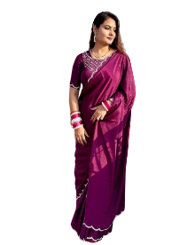 Pure chinnon with cut work border with real jarkan work Moksha Fashions