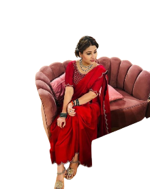 Pure chinnon with cut work border with real jarkan work Moksha Fashions