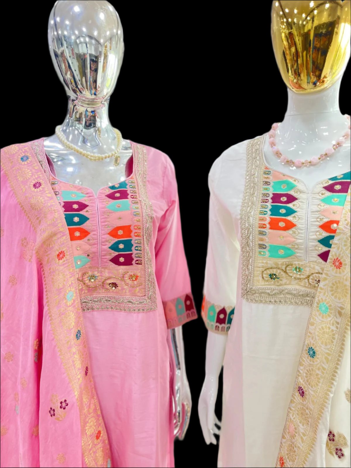 Enjoy The Luxurious Feel Of Silk While Making A Stylish Statement With This Suit Set Moksha Fashions
