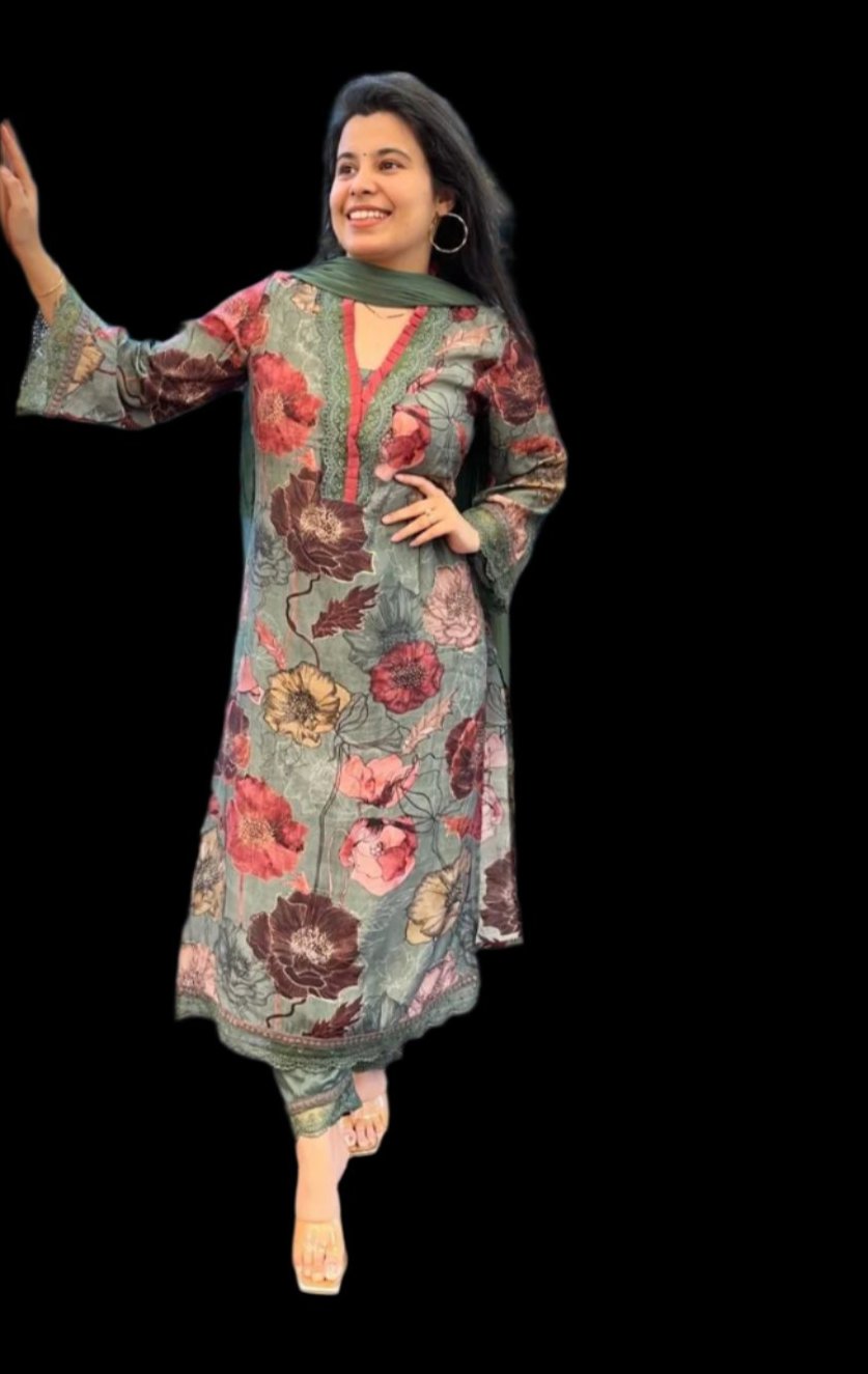 Straight Kurta Set A Unique Machine Print Design, Providing A Modern Twist On Traditional Style Moksha Fashions