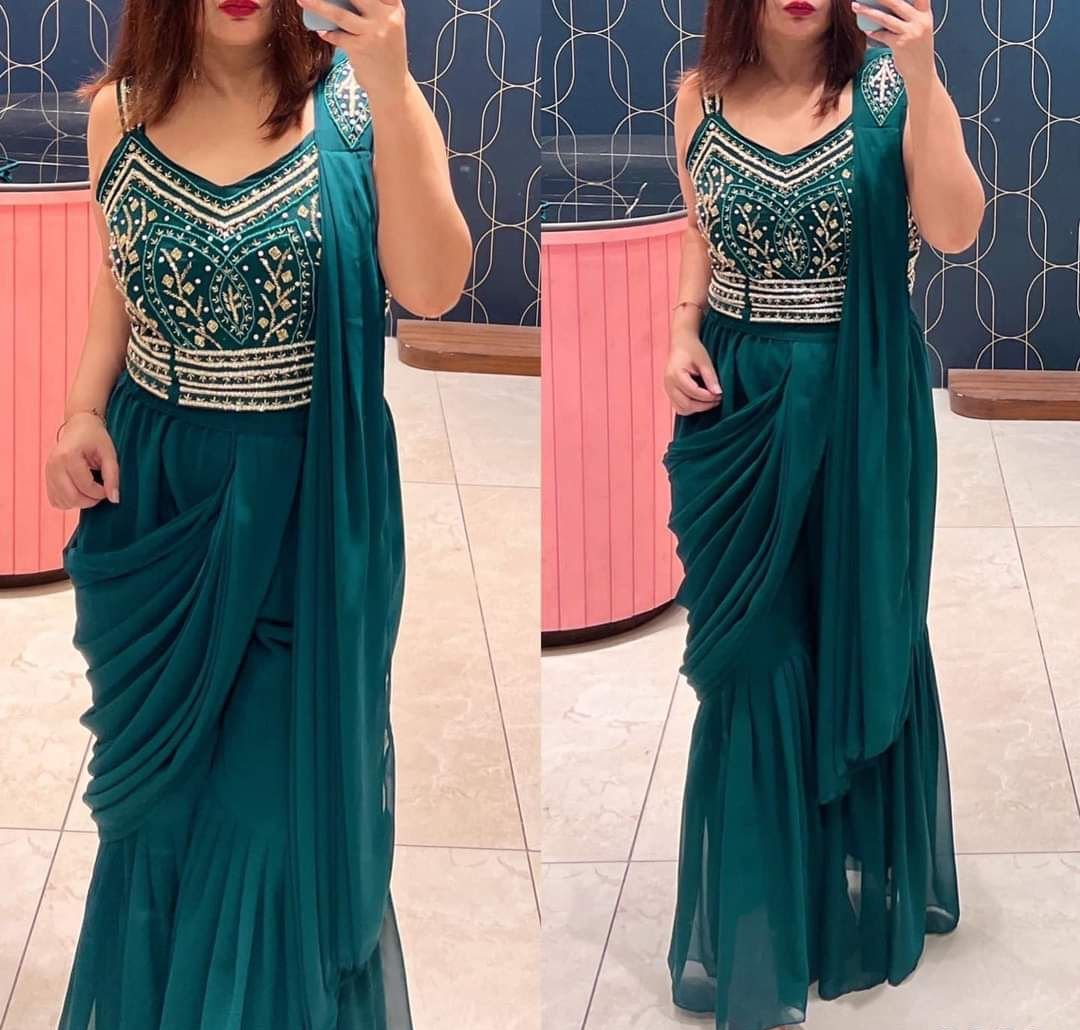 The Latest Style Of Draping Is Saree Sharara Moksha Fashions