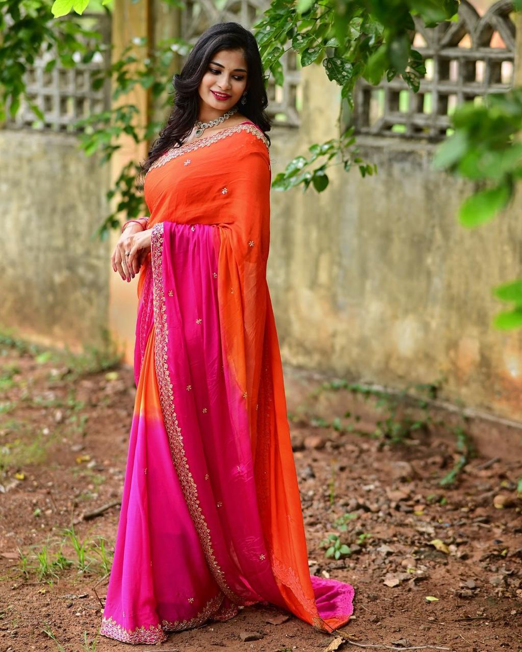 A Heavy Embroidery Sequence Saree