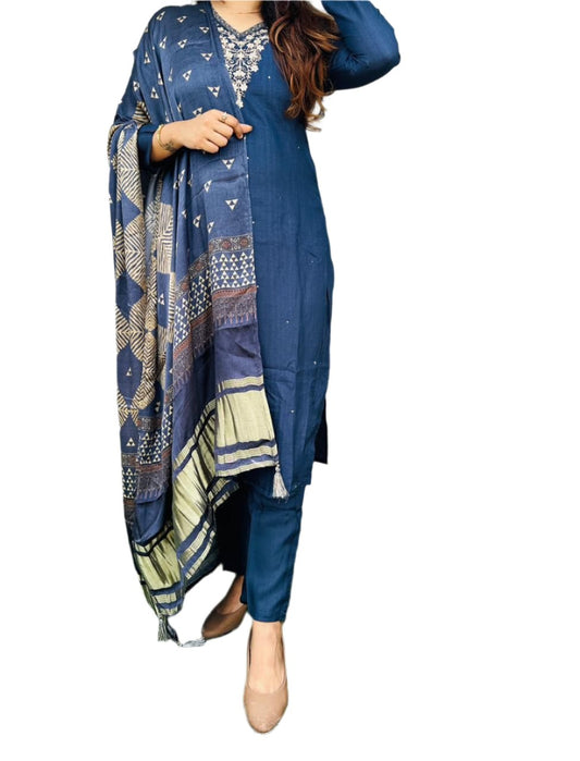 3-Piece Premium Chanderi Silk Suit Set