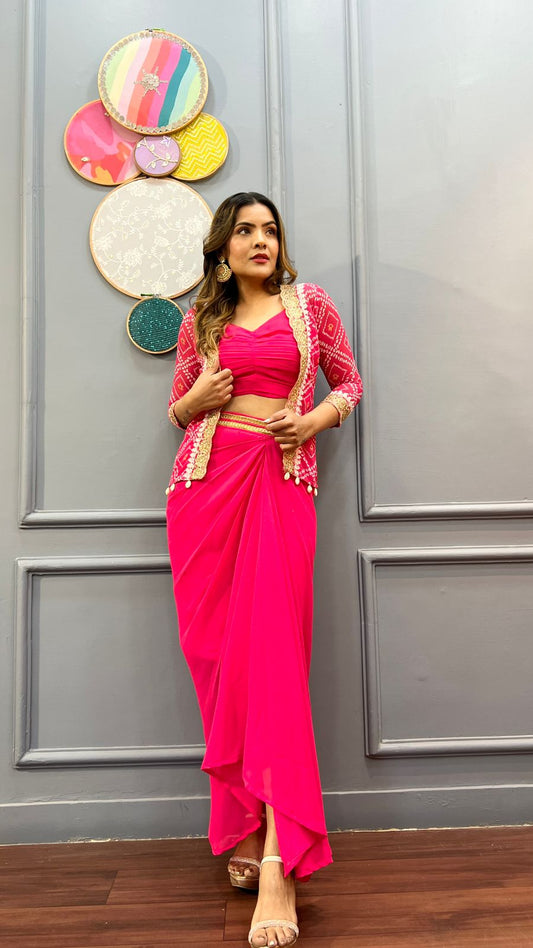 .Sharong Dress With Jacket Moksha Fashions