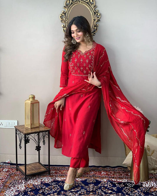 Festival Special Red Kurti Pant