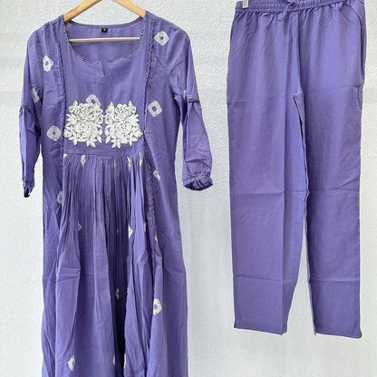 Stylish Long slit Cotton kurta pant set