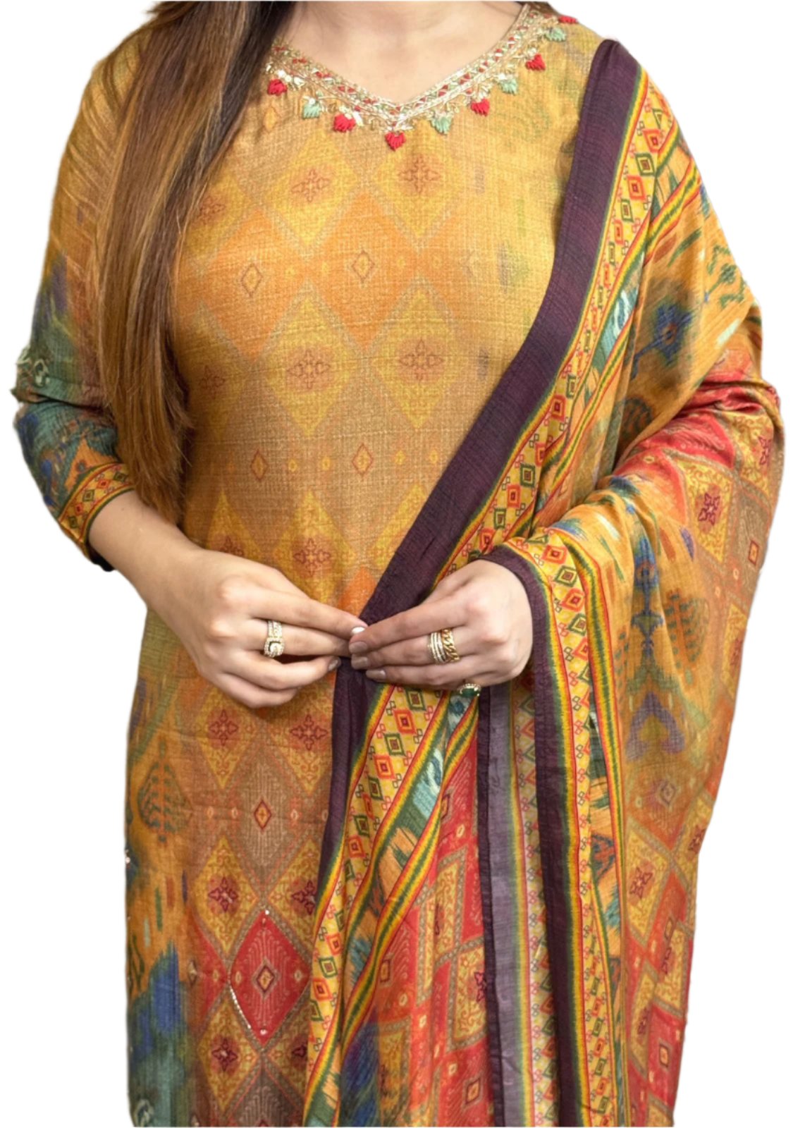 Premium Malai Silk Kurti Boasts Heavy Hand Work And Soft Printing For A Luxurious Touch