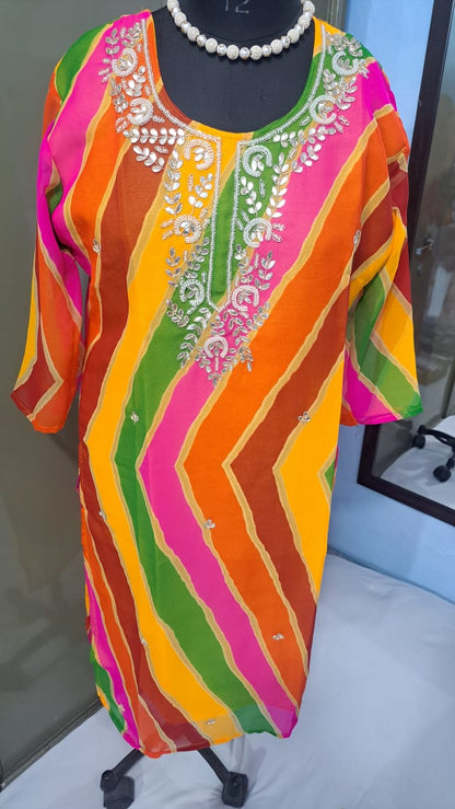 New Launch Lahriya/ modhtra / Bandhej / chunari print kurties