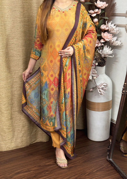 Premium Malai Silk Kurti Boasts Heavy Hand Work And Soft Printing For A Luxurious Touch