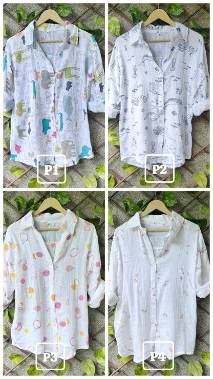 PRINTED MULMUL COTTON SHIRTS !