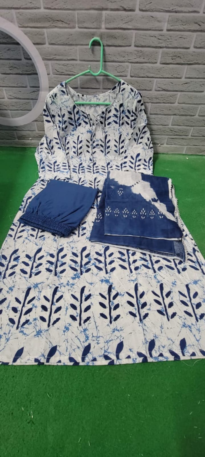 Intricate hand Sky blue kurti pant set