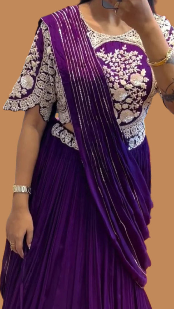 Designer Party Wear Lehenga Saree - Moksha Fashions