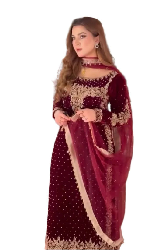 .Viscose Velvet Designer Suit Moksha Fashions