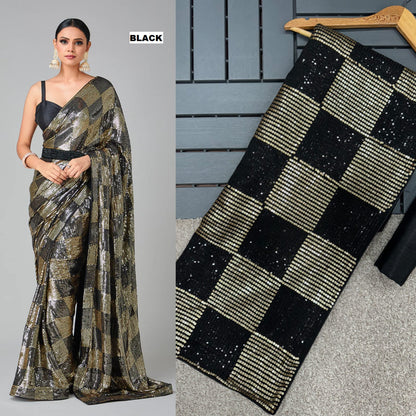 .Enticing Sequin Sarees - Moksha Fashions