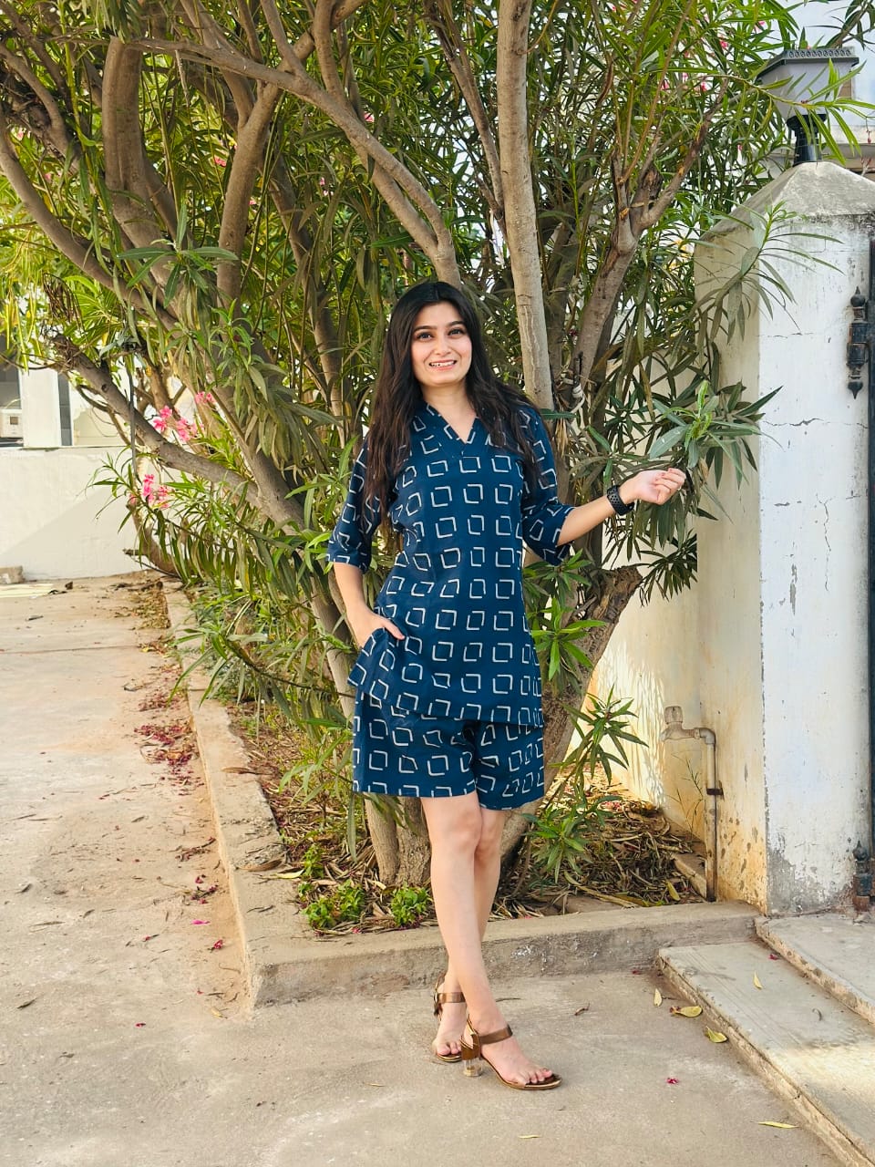 Women’s Ajrakh Print Cotton Co-ord Set – Summer Shorts & Top Combo - Moksha Fashions