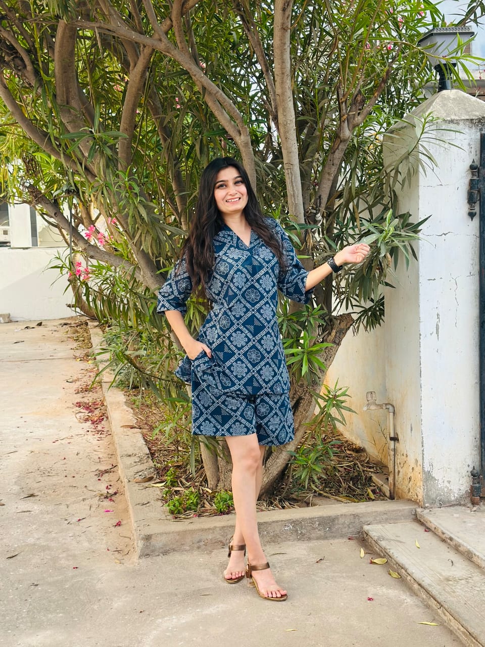 Women’s Ajrakh Print Cotton Co-ord Set – Summer Shorts & Top Combo - Moksha Fashions