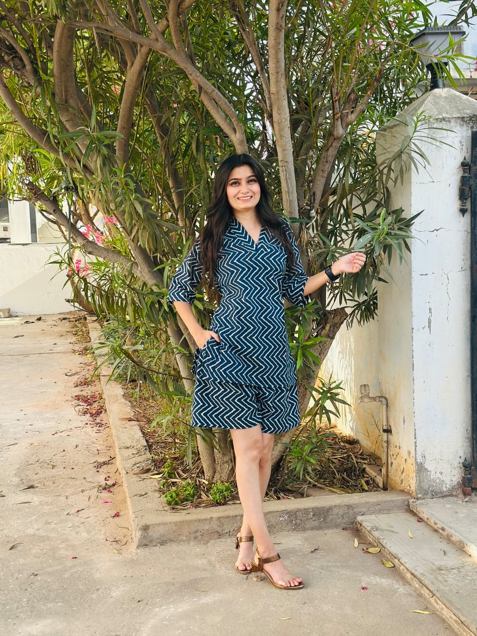 Women’s Ajrakh Print Cotton Co-ord Set – Summer Shorts & Top Combo - Moksha Fashions