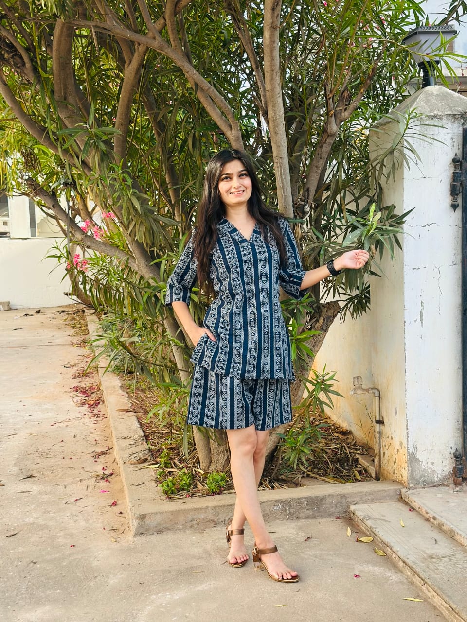 Women’s Ajrakh Print Cotton Co-ord Set – Summer Shorts & Top Combo - Moksha Fashions