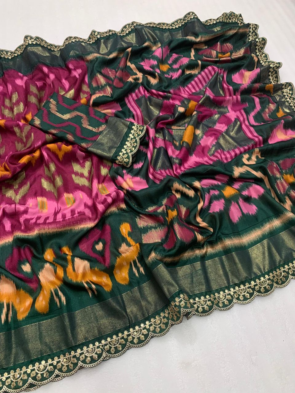 .Silk Saree With Eye Catchy Print - Moksha Fashions