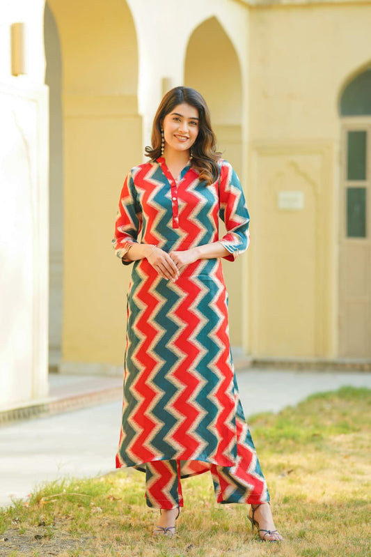 Attire That Will Make Heads Turn - Zigzag Multi Color Suit