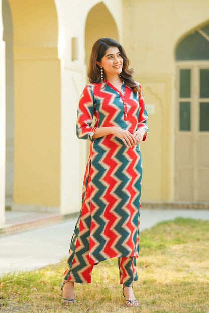 Attire That Will Make Heads Turn - Zigzag Multi Color Suit