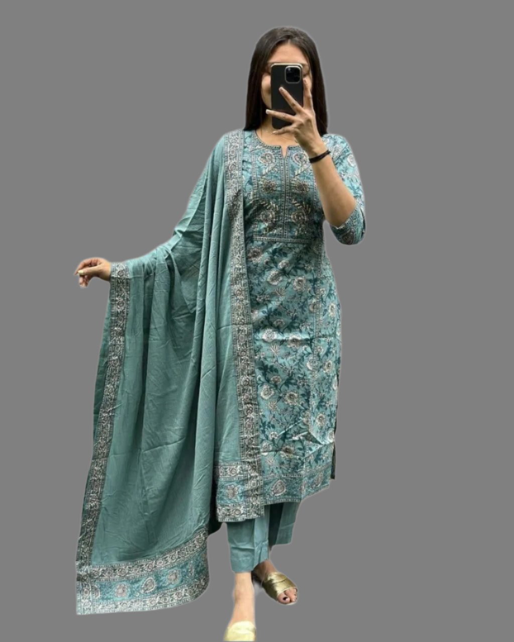 Premium Cotton Fabric Suit With Finest Handwork and Prints