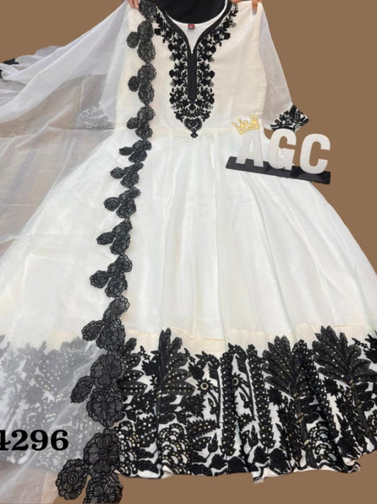 Gorgeous White Georgette Gown Moksha Fashions