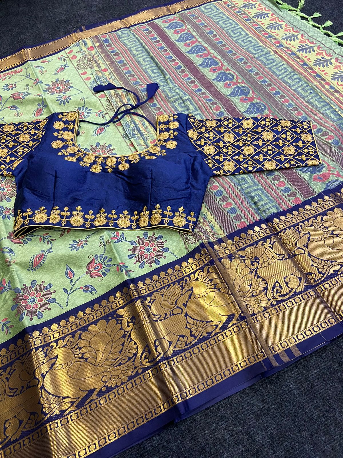 Blend Of High Quality Cotton and Silk- Saree With Readymade Blouse