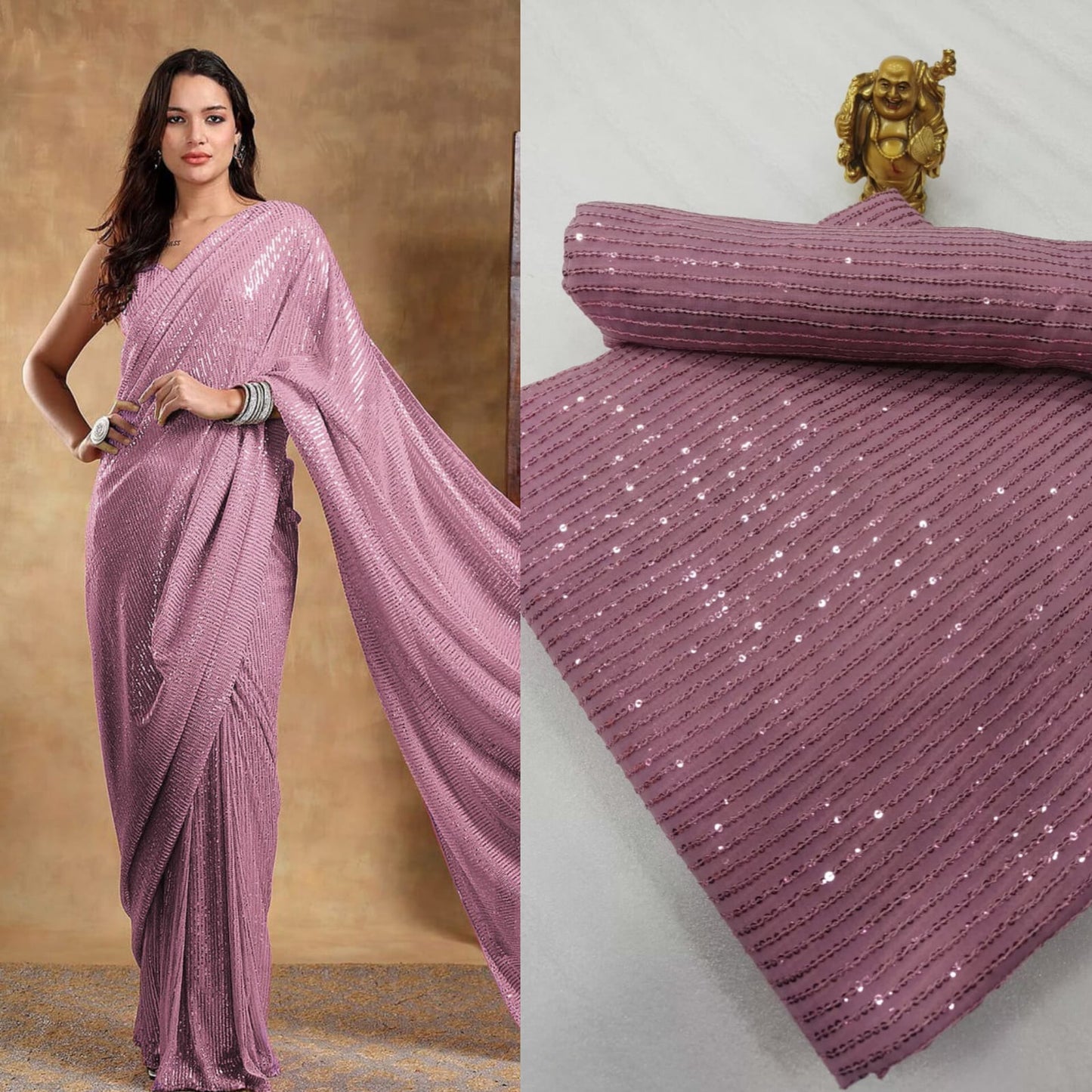 Blockbuster Bollywood 3MM Sequins Design Saree Showcase a Modern and Vibrant Design