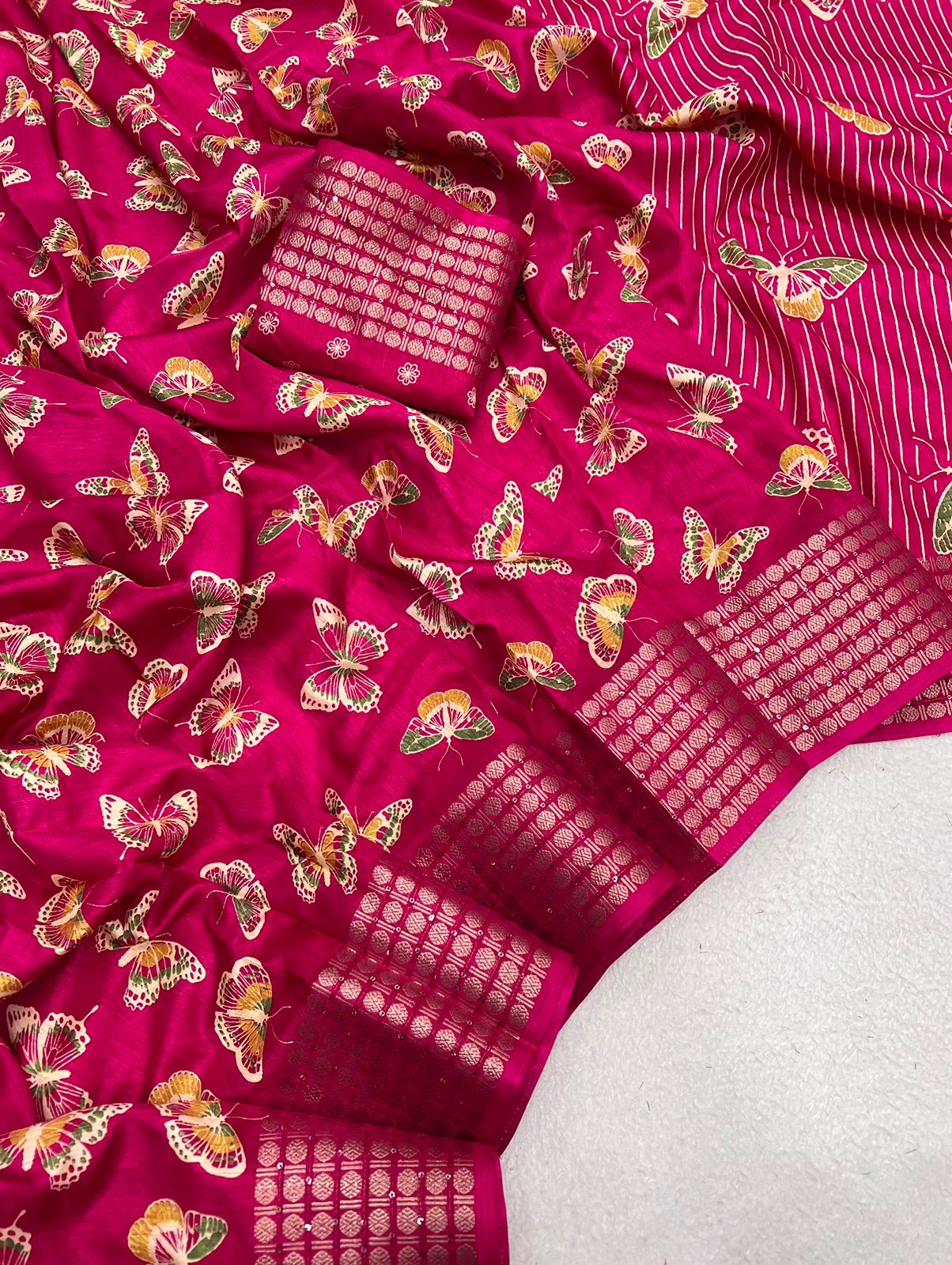 Finest Dola Silk Saree Luxurious Jacquard Border And A Fancy Blouse