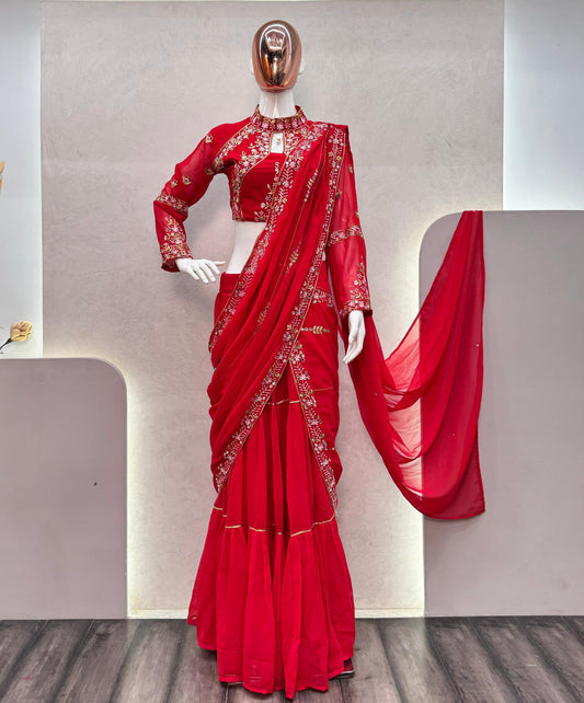 .Fancy Party Lehenga Saree Moksha Fashions