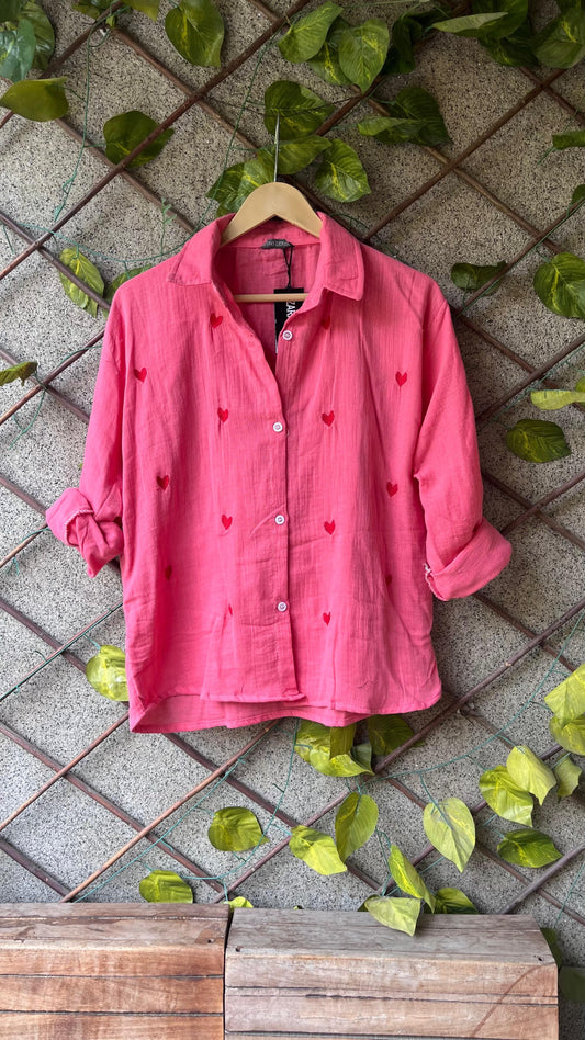 .Hearts Embroidered Mulmul Cotton Shirts