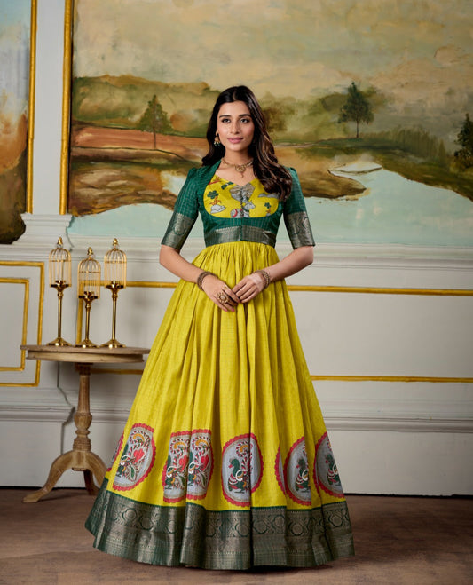 .Silk Gown - Moksha Fashions