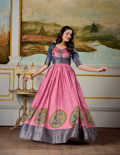 .Silk Gown - Moksha Fashions