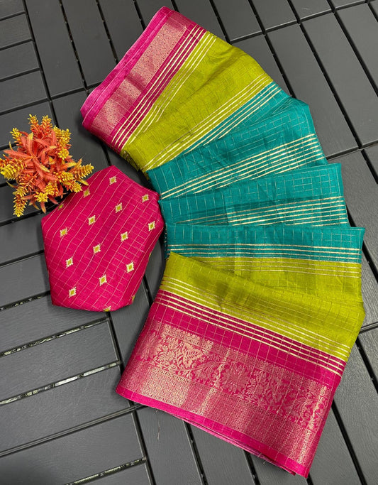 .Beautiful Dola Silk Zari Saree