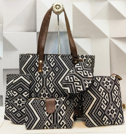 5 Piece Ikkat Bag - Moksha Fashions